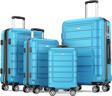 Load image into Gallery viewer, Premium 4-Piece Sky Blue Luggage Set: Expandable with Smooth Spinner Wheels