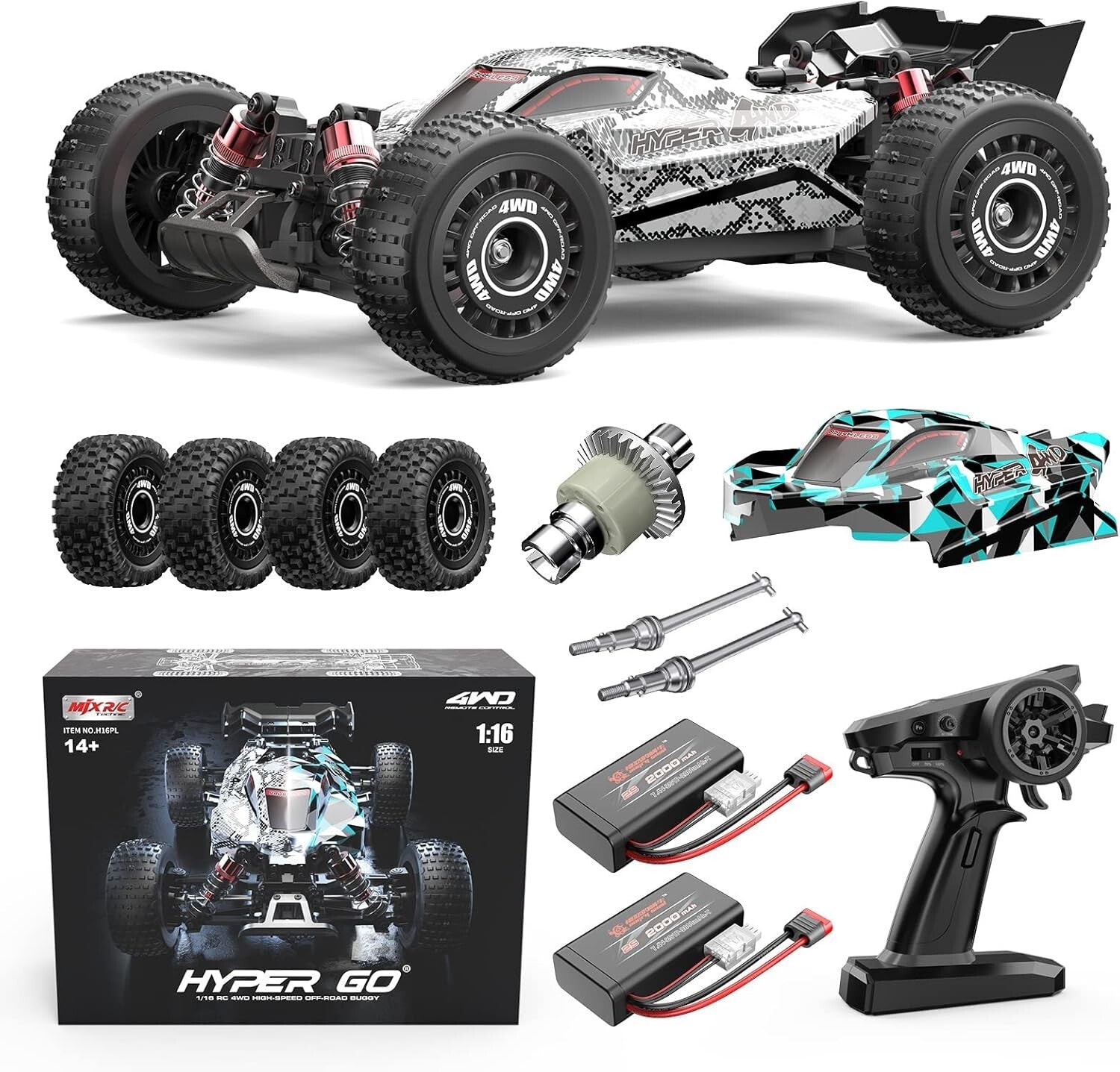 Fast 1/16 Brushless RC Buggy - 38 mph 4WD Off-Road Speedster for Adults