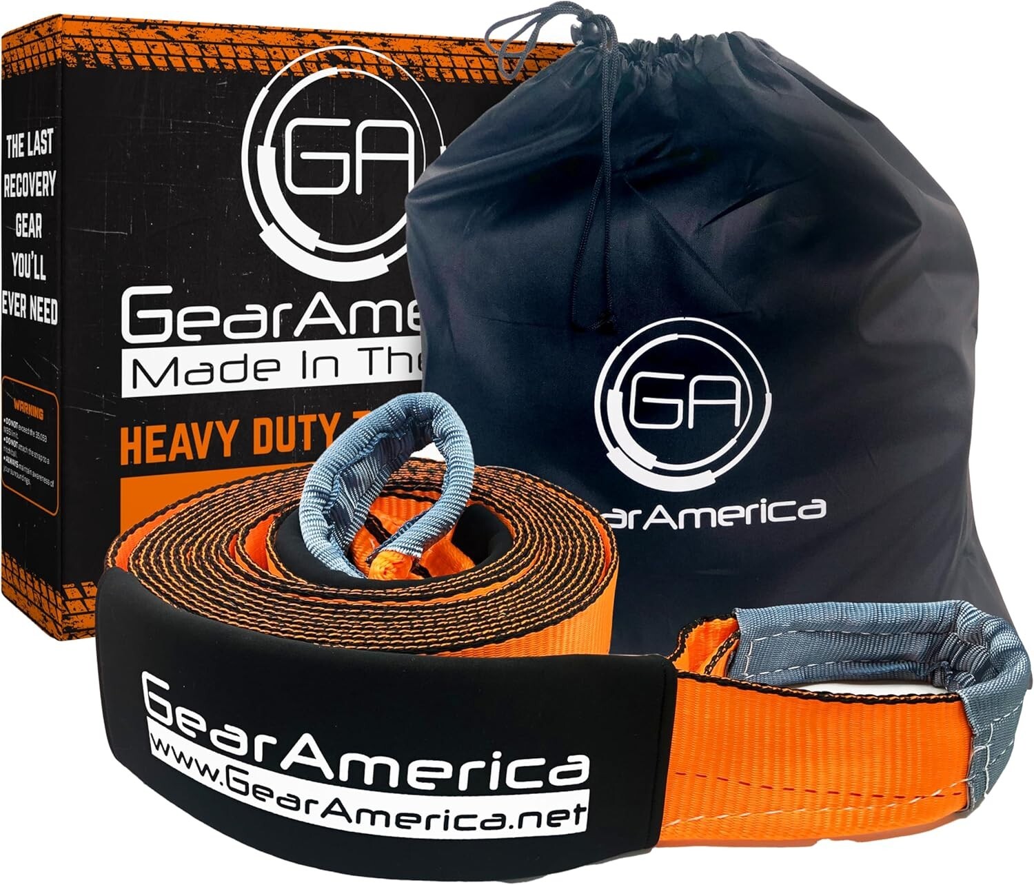 All-Weather 4"x30' Recovery Strap with Reinforced Loops - 40000 lbs Load Limit