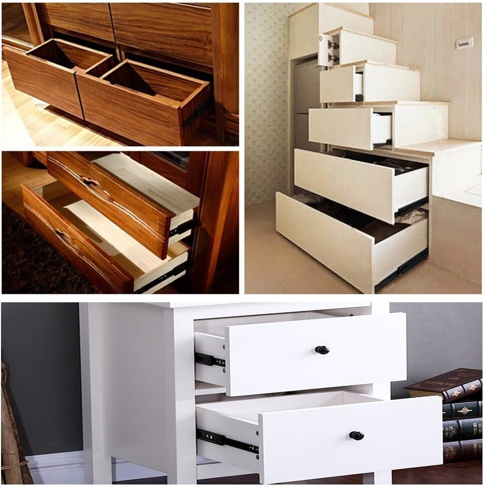 4-Pair Full Extension Ball Bearing Drawer Slides - 16 Inch, 100 lbs Capacity