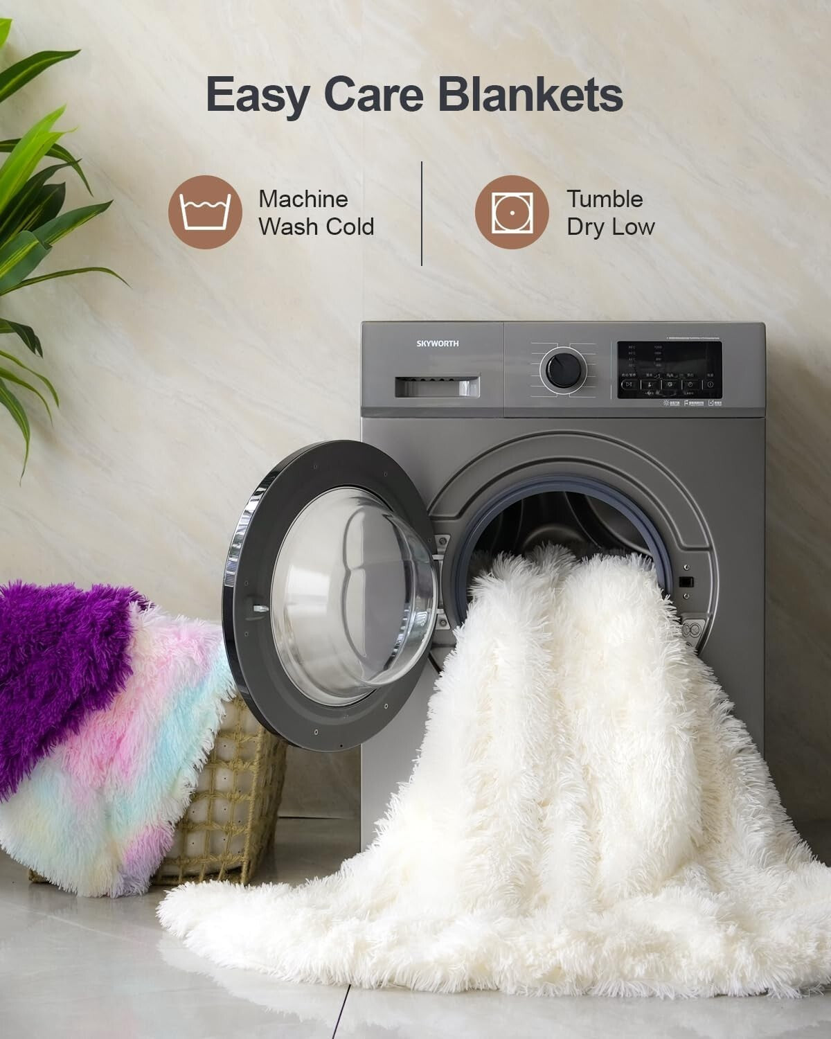 Luxurious Cream Faux Fur Throw - Reversible 60x80 Blanket for Year-Round Comfort