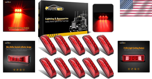 Enhance Safety with 10 Waterproof LED Clearance Lights - 3.9 Inch Red