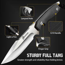 Load image into Gallery viewer, Survival Knife with Fire Starter &amp; Kydex Sheath - 9.25" Full Tang Adventure Tool