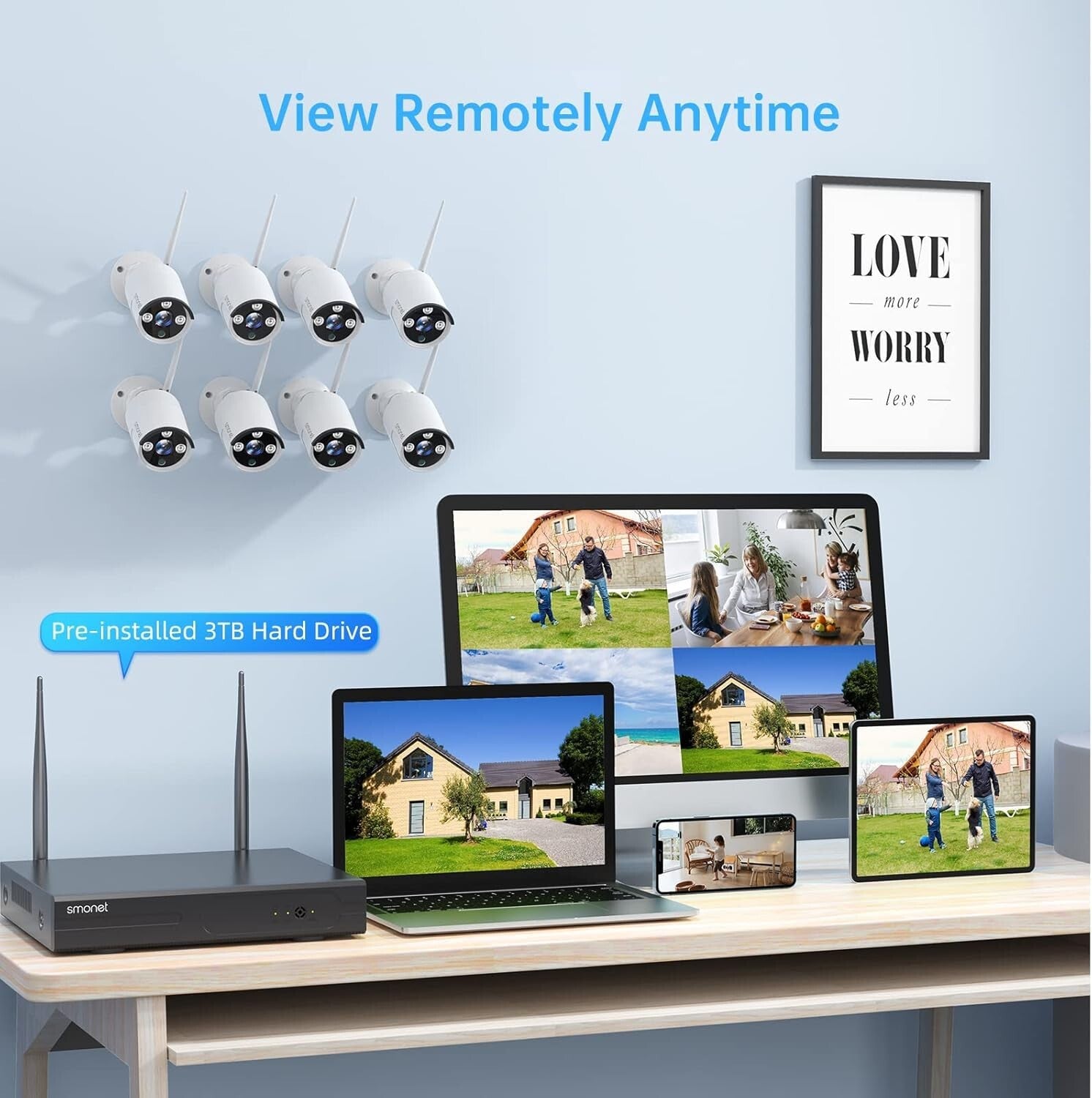 1080P Wireless Home Security Cameras - 8 Channel, Night Vision, Plug & Play