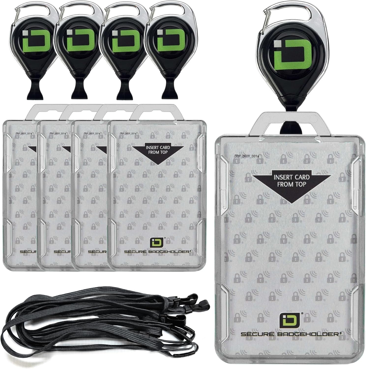 Durable Retractable Badge Lanyard and 2-Card Holder - RFID Protection, 5-Pack