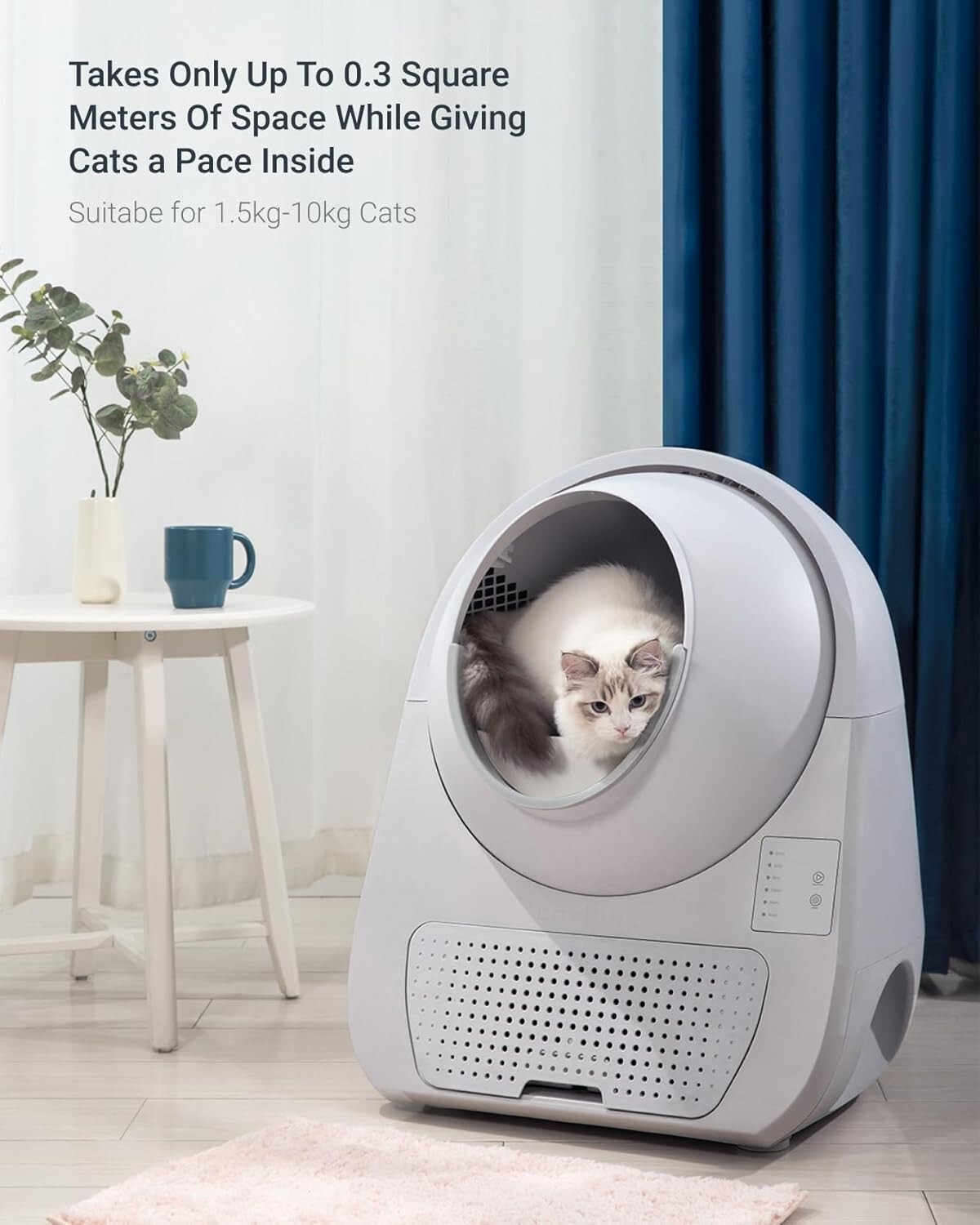 Ultimate Self-Cleaning Litter Box for Multiple Cats - Safe, Convenient, White