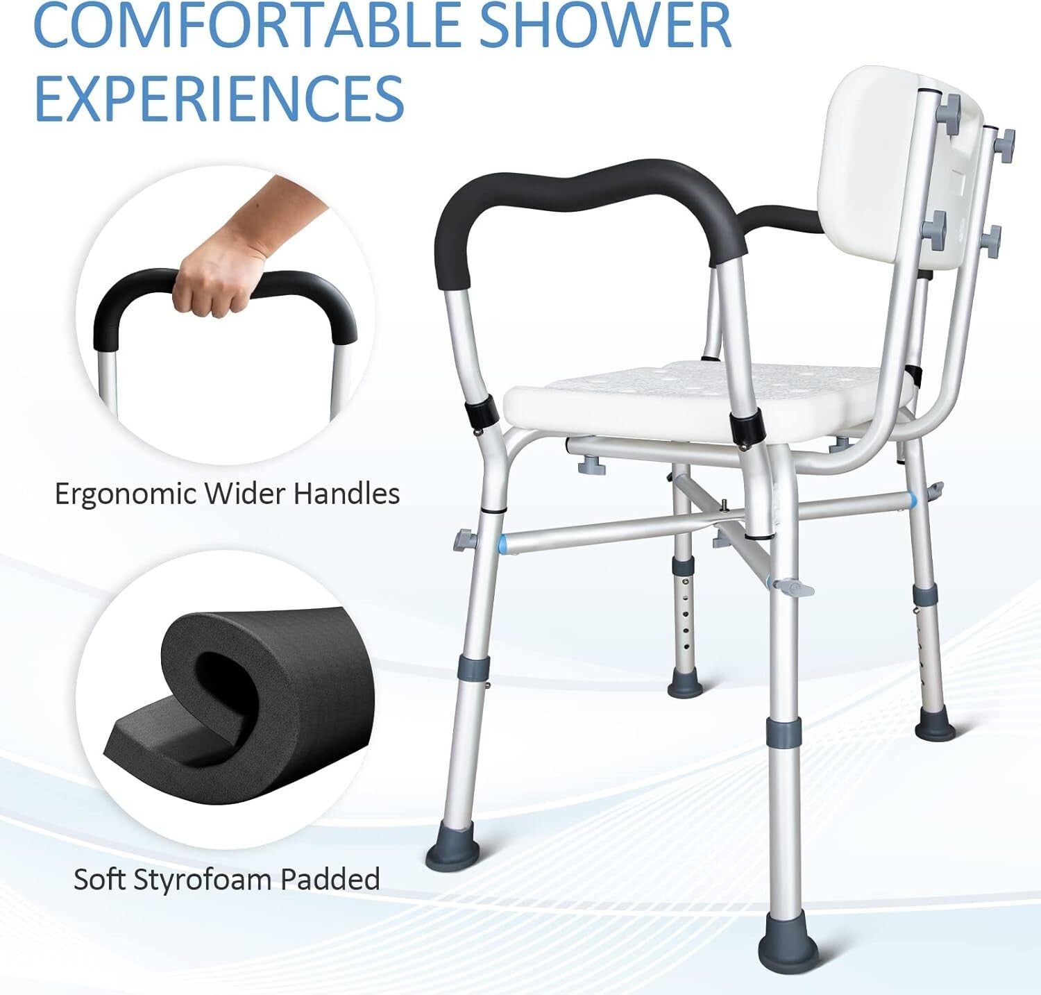 Adjustable Shower Bench for Elderly & Disabled - 550LB Heavy Duty Chair