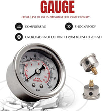 Load image into Gallery viewer, Premium EFI Fuel Kit: 0-100psi Pressure Gauge, Adaptable Aluminum &amp; Fittings