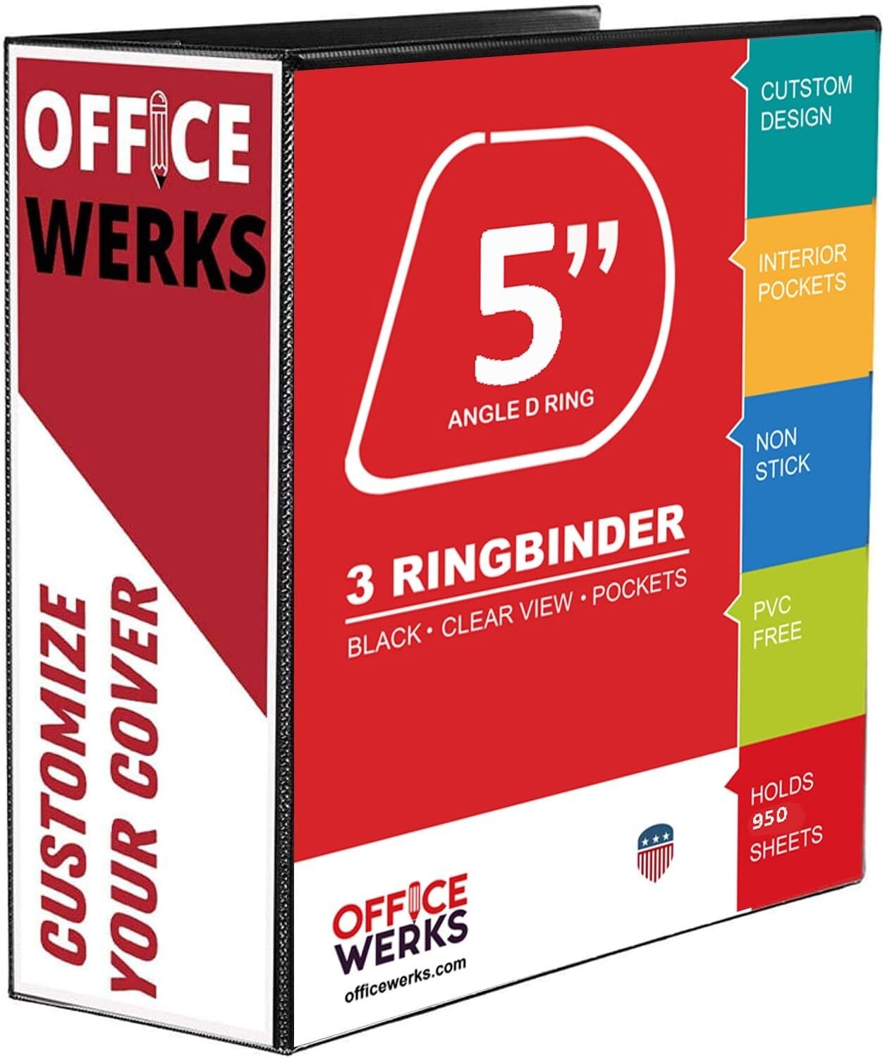 Extra-Large Heavy-Duty 3-Ring Binder with Crystal Clear Overlay - 2 Pack