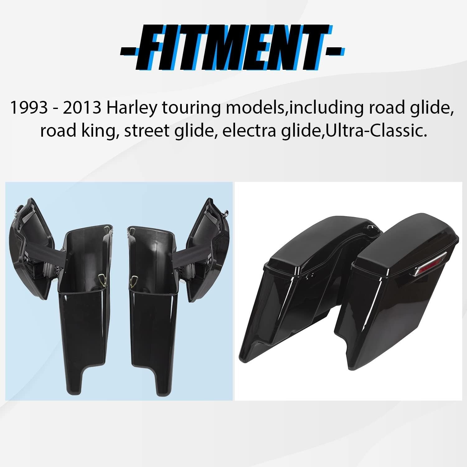 Classic 5'' Stretched Saddle Bags with Marker Lights for Harley Davidson Models