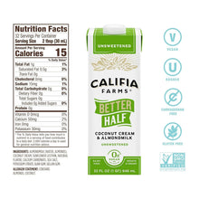 Load image into Gallery viewer, Low-Calorie Unsweetened Better Half - Plant-Based Creamer, 32 Oz Pack of 6