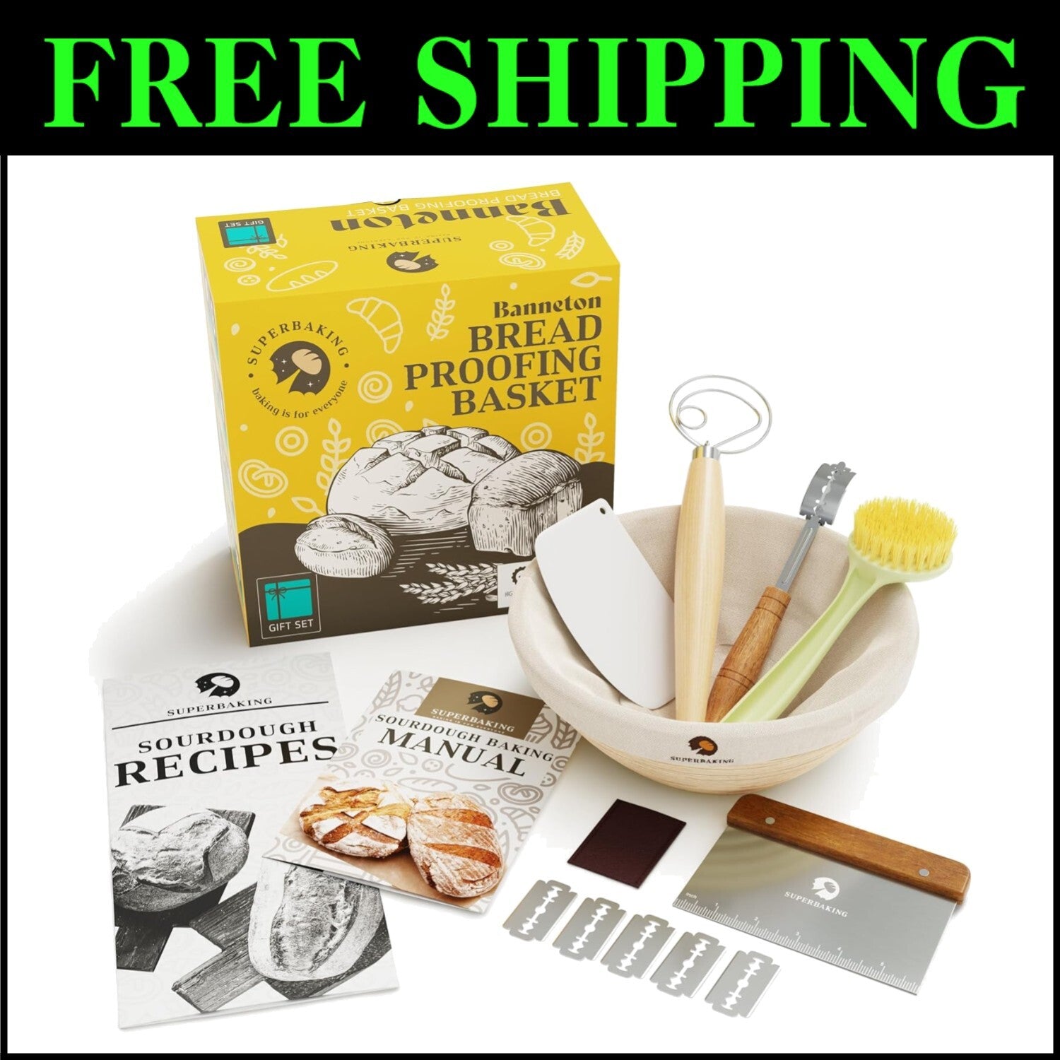 Artisan-Level 9' Round Banneton & Bread Baking Supplies Gift Set for All Skills