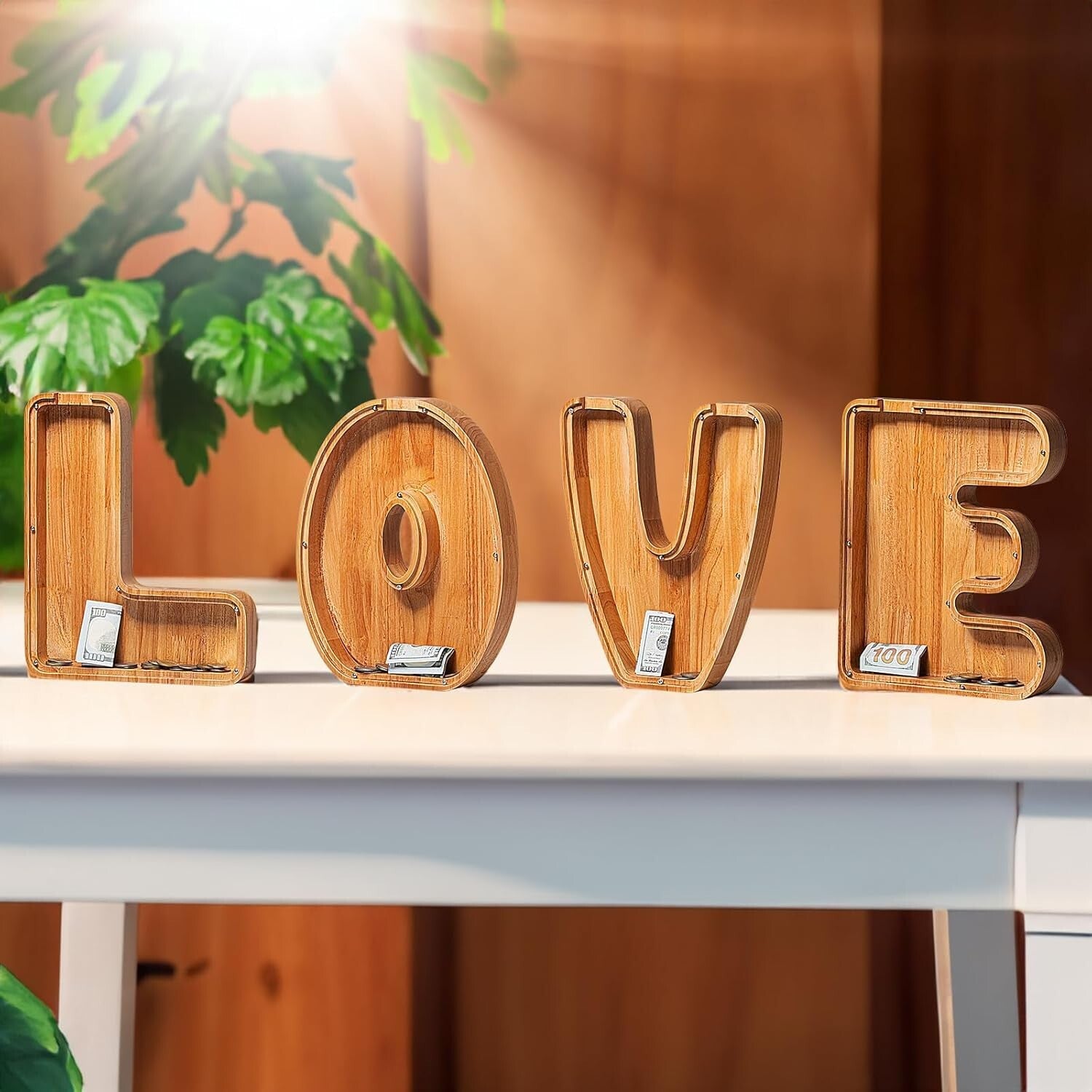 12'' Extra-Large Personalised Wooden Letter Piggy Bank for Kids - Initial C