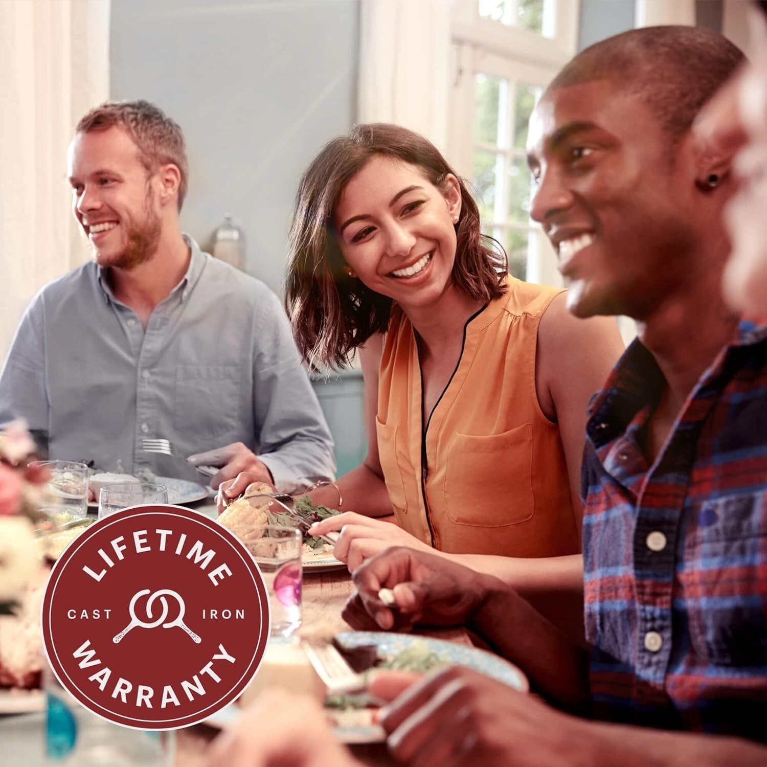 10" and 12" Cast Iron Frying Pans - Pre-Seasoned Cookware with Silicone Grips