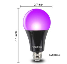 Load image into Gallery viewer, A19 E26 9W Black Light Bulb 8-Pack - Safe, Easy Install for Spectacular Effects