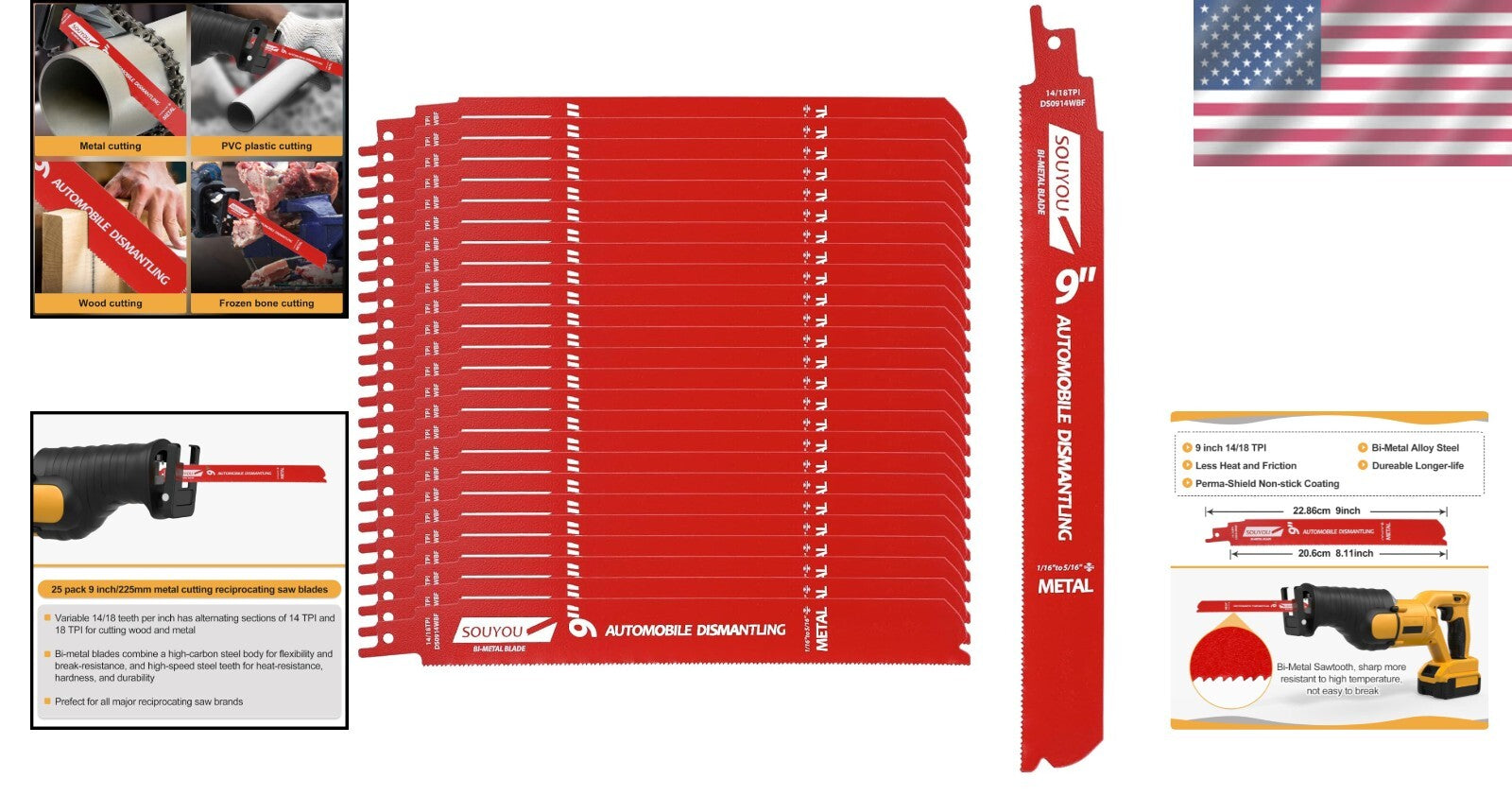 Premium Non-Stick 9" Reciprocating Saw Blades 25 Pack - Ideal for Professionals