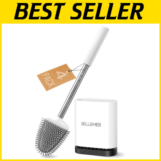 Flexible Silicone Toilet Brush with Stainless Steel Holder - Modern Cleanliness