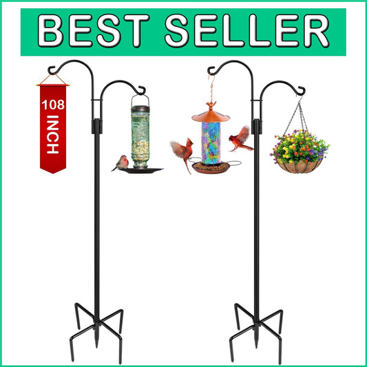 Versatile 2-Pack Heavy Duty Garden Hooks for Hanging Bird Feeders & Lights