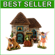 Load image into Gallery viewer, Fairy Garden House Kit – 6.5" Opening Door House with Accessories &amp; Figurines