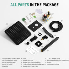 Load image into Gallery viewer, Matte Black Luxury Shower Faucet Set - 12 Inch Rain Shower Head with Trim Kit
