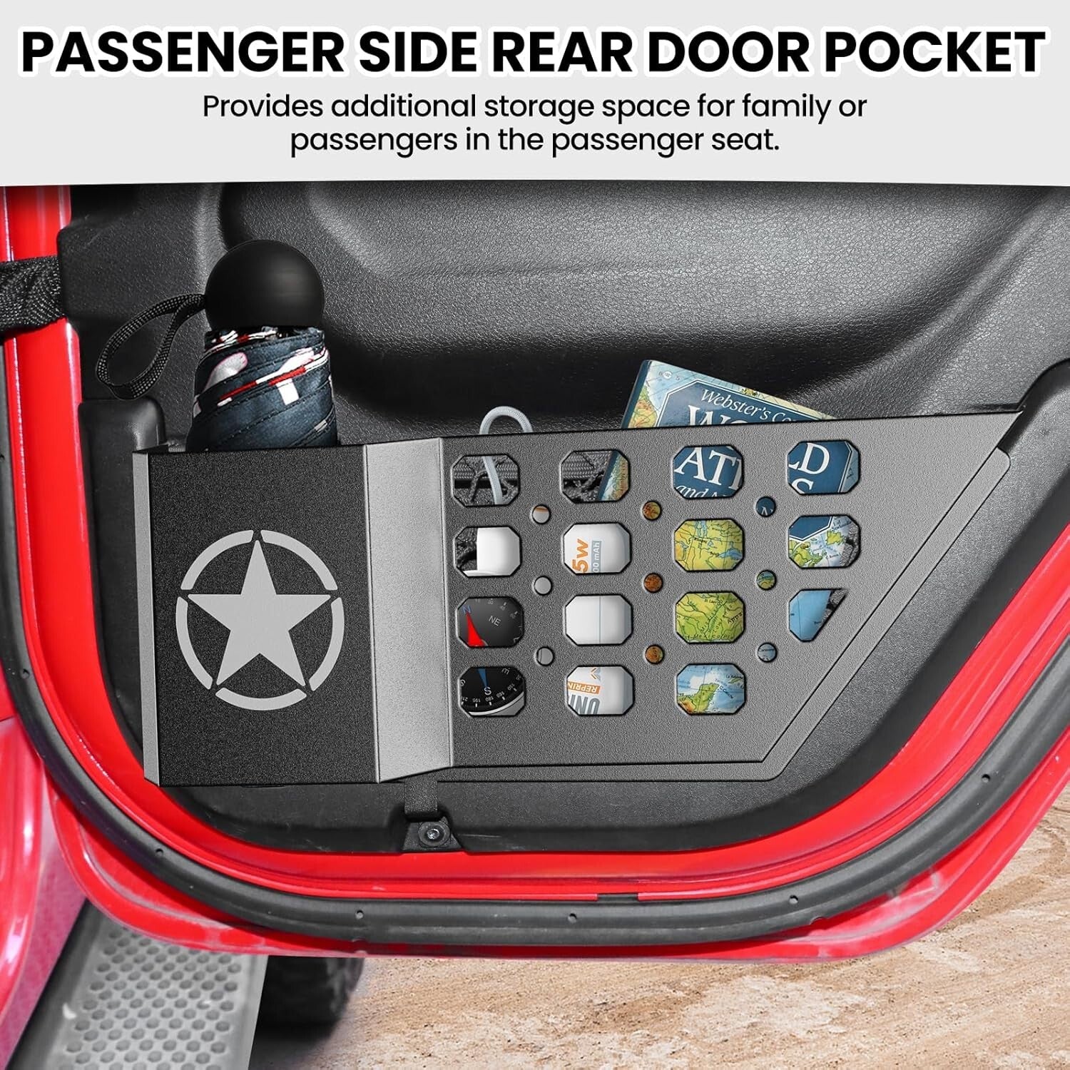 2PCS Metal Rear Door Pocket Organizer - Jeep Wrangler JL JLU & Gladiator JT Fit