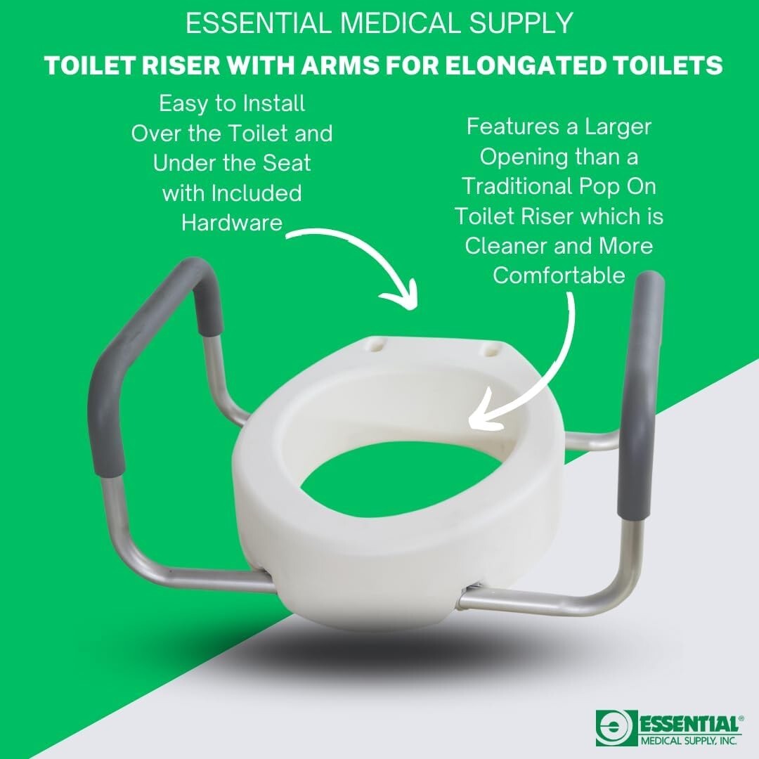 Durable Elevated Toilet Seat Riser for Easy Access - Fits Elongated Toilets Only