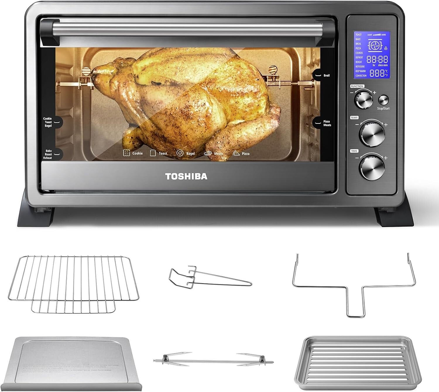 Family-Sized 1500W Convection Toaster Oven with 10 Functions and Accessories
