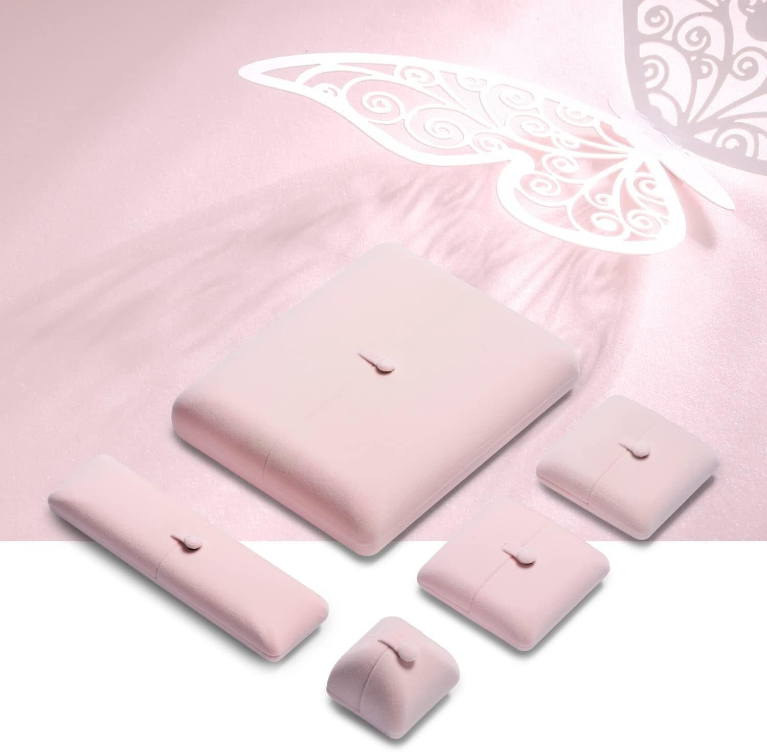 Elegant Pink Velvet Necklace Storage Box for Engagements and Special Occasions