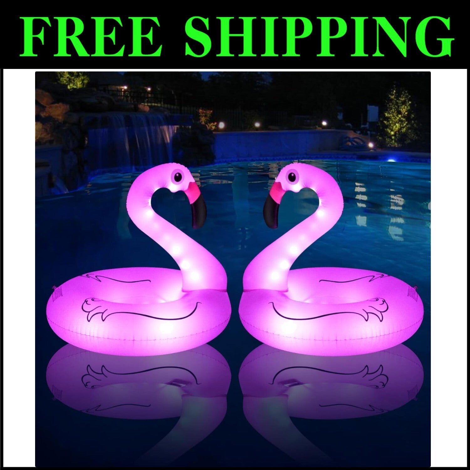 Extra Large Solar-Powered Flamingo Pool Float with LED Lights - 150 lbs Limit