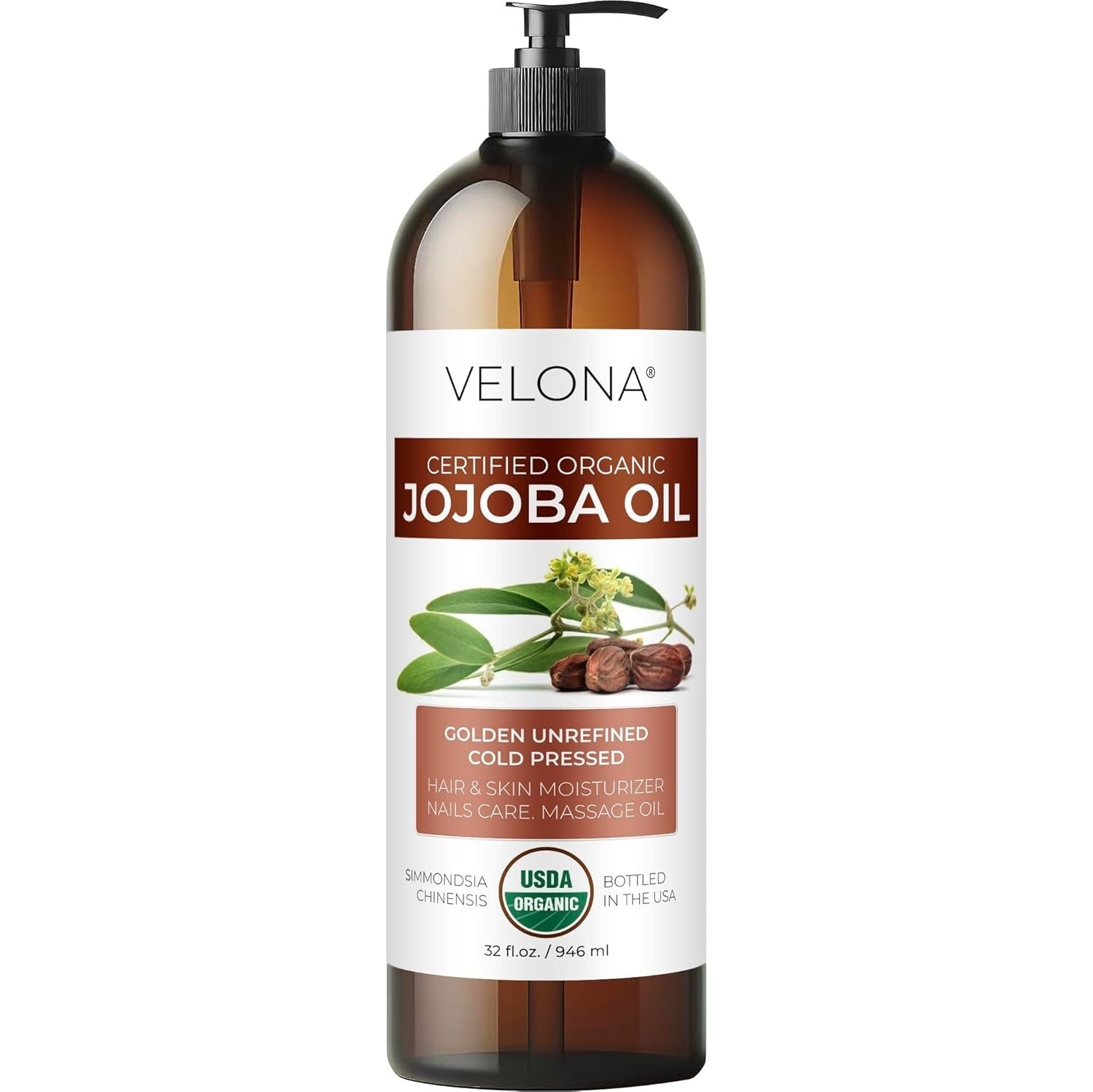 32 Oz USDA Organic Jojoba Oil | Natural Moisturizer, Hair Growth & Skin Hydrator