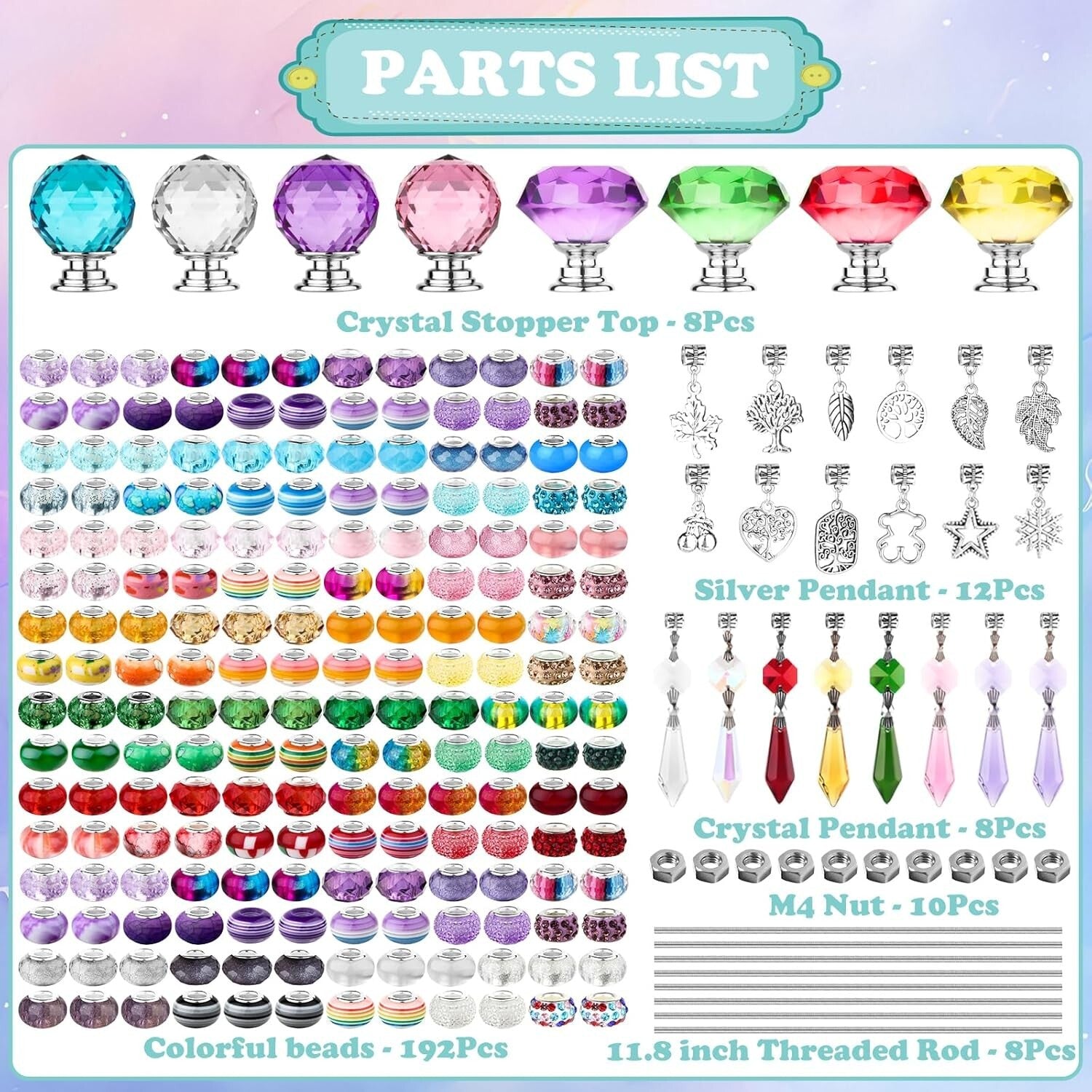 All-Season DIY Fairy Wand Garden Stake Kit - 238 Beads, Pendants, and Components