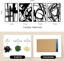 Load image into Gallery viewer, Elegant 3D Textured Black Metal Wall Sculptures - Modern Abstract Art Set of 4