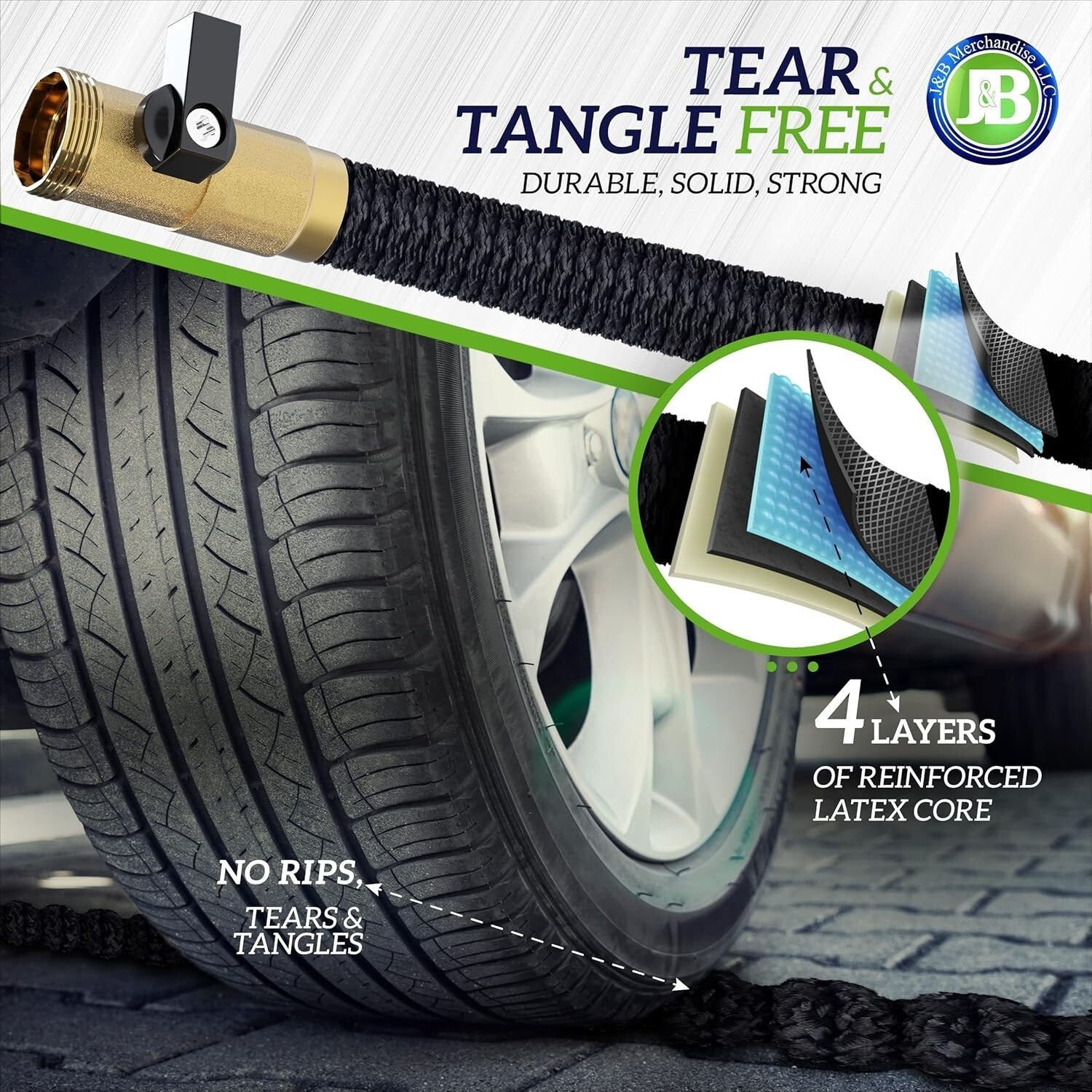 Durable 150ft Expandable Hose with 10 Adjustable Spray Patterns & Storage Bag