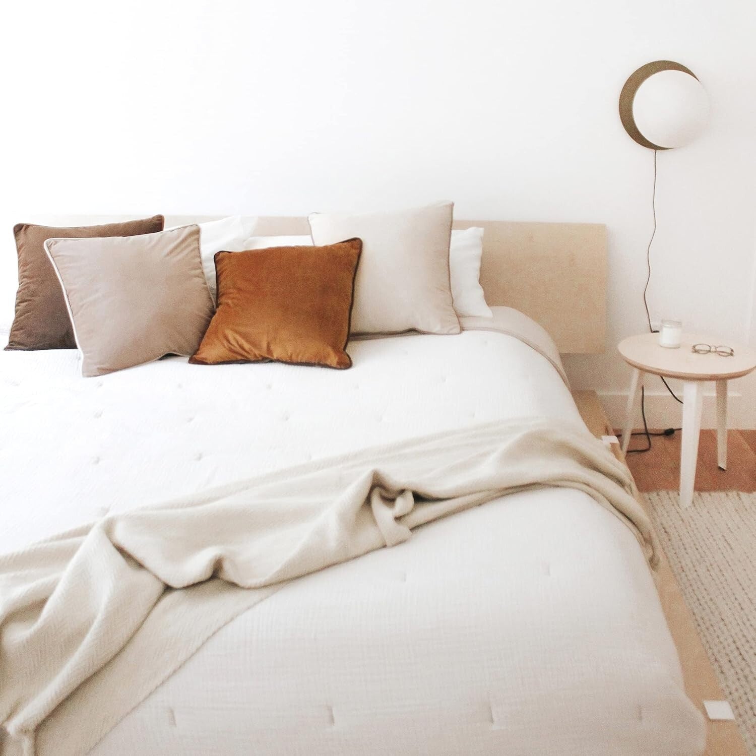 Contemporary Brown/Beige Velvet Cushion Covers - Set of 4 - All-Season Use