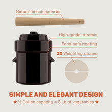 Load image into Gallery viewer, Versatile 1/2 Gallon Fermentation Crock Kit for Sauerkraut, Kimchi &amp; Pickles