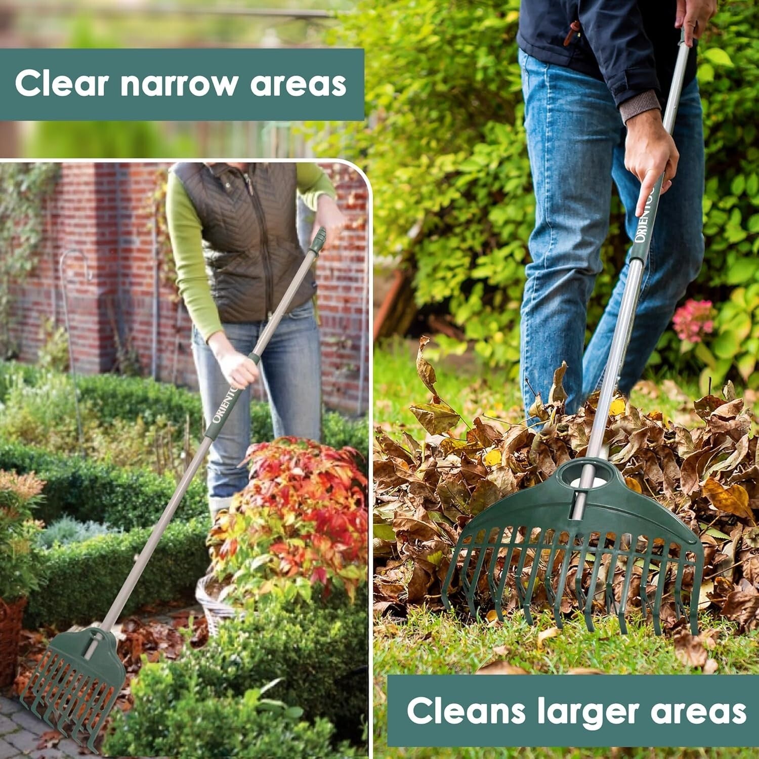 Compact Foldable Garden Rake with Ergonomic Handle - Effortless Leaf Cleanup