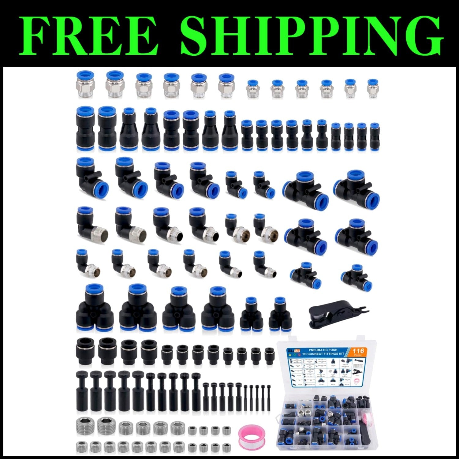 High-Pressure 116PCS Pneumatic Connector Kit & Accessories for DIY & Automotive