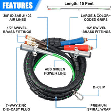 Load image into Gallery viewer, 15ft 3-in-1 Truck Air Line Hose - Glad Hands &amp; Reliable Power Connection