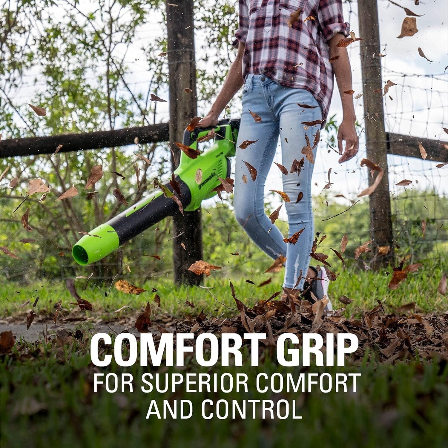 Cushioned Grip 48V Cordless Leaf Blower - 585 CFM Airflow, Up to 30 Min
