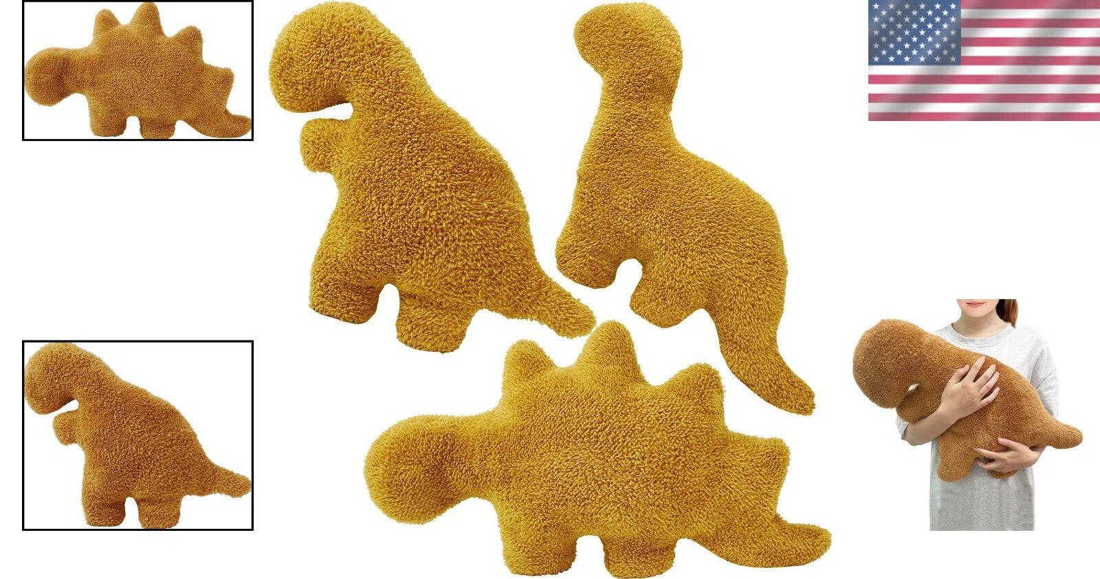 Cute 3-Piece Dino Nugget Stuffed Plush Pillow Set - Ideal Playroom Decor