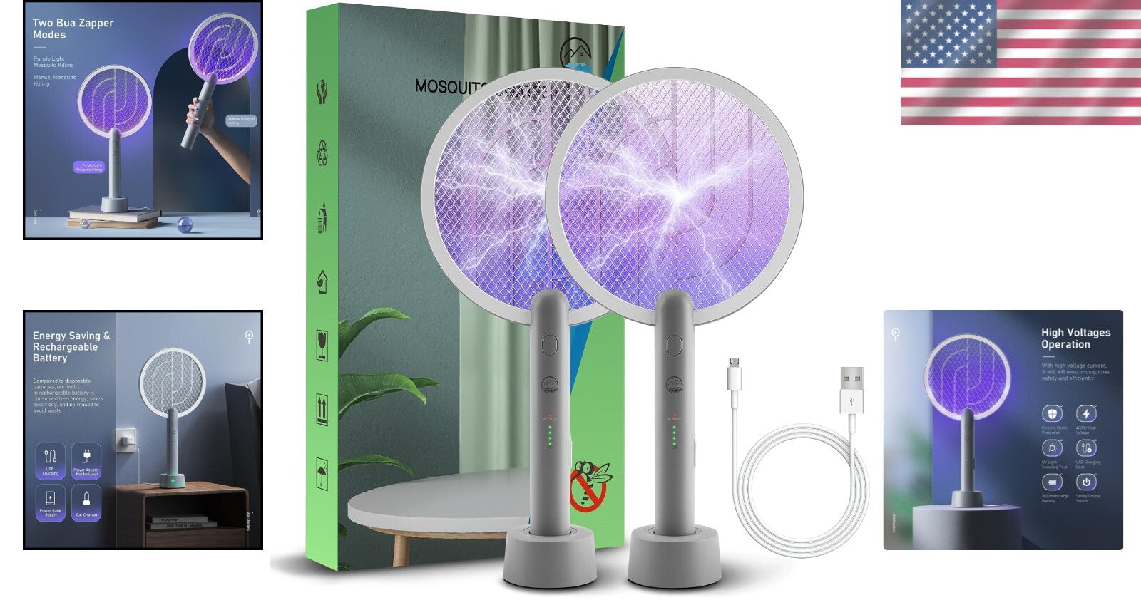 Dual-Function Electric Fly Swatter & Mosquito Trap Lamp - Safe & Eco-Friendly