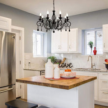 Load image into Gallery viewer, Stunning 8-Light Vintage Chandelier - Adjustable Dimming, Black &amp; Crystal Finish