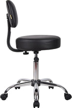 Load image into Gallery viewer, Ergonomic Black Vinyl Medical Spa Stool with Back Cushion &amp; Adjustable Height