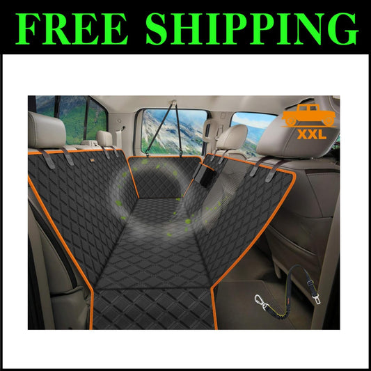 Universal Fit XXL Dog Back Seat Cover for Trucks - Hammock, Waterproof, Black