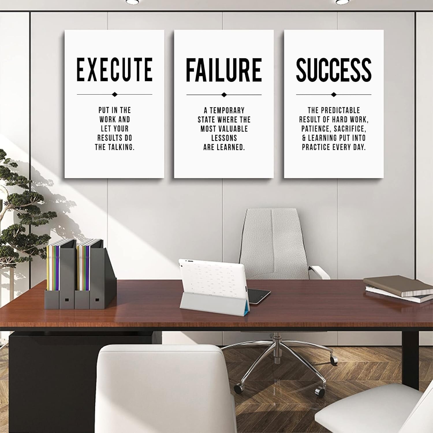 Durable Canvas Motivational Wall Art - Positive Quote Posters, Set of 3, 16x24"