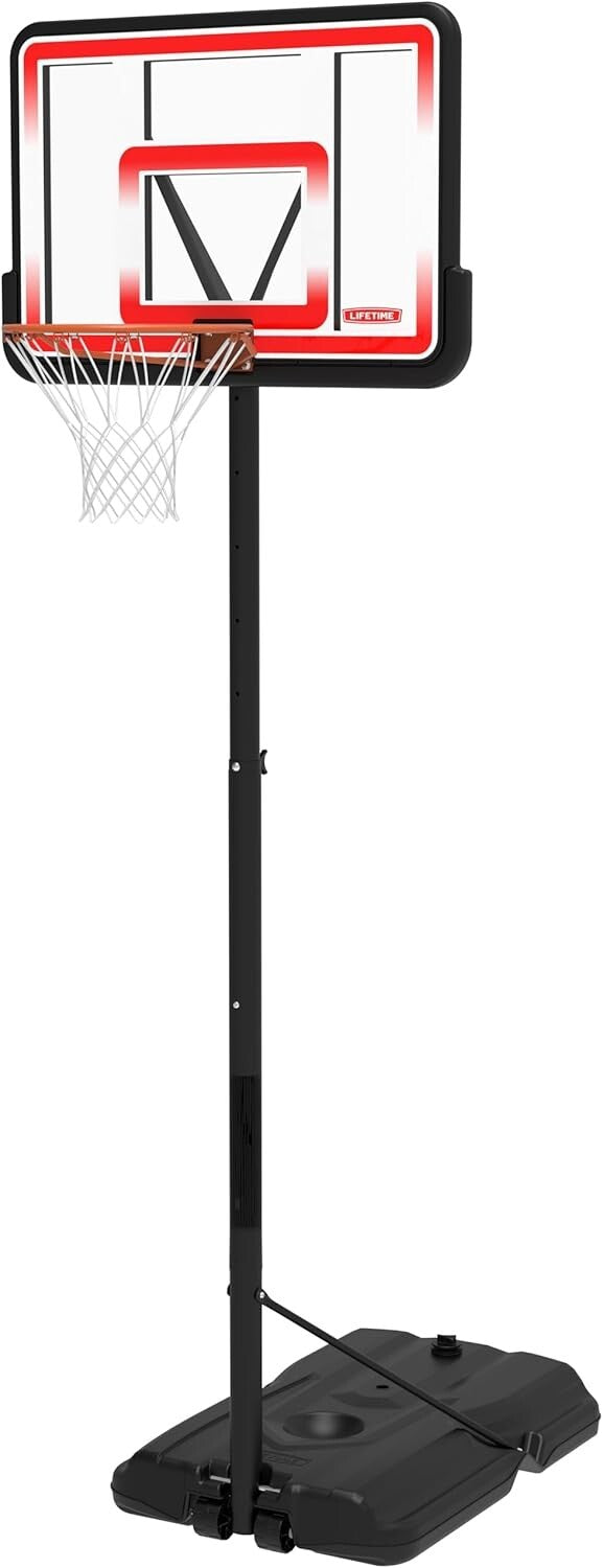Adjustable Shatterproof Portable Basketball Hoop - 44" Backboard, Freestanding