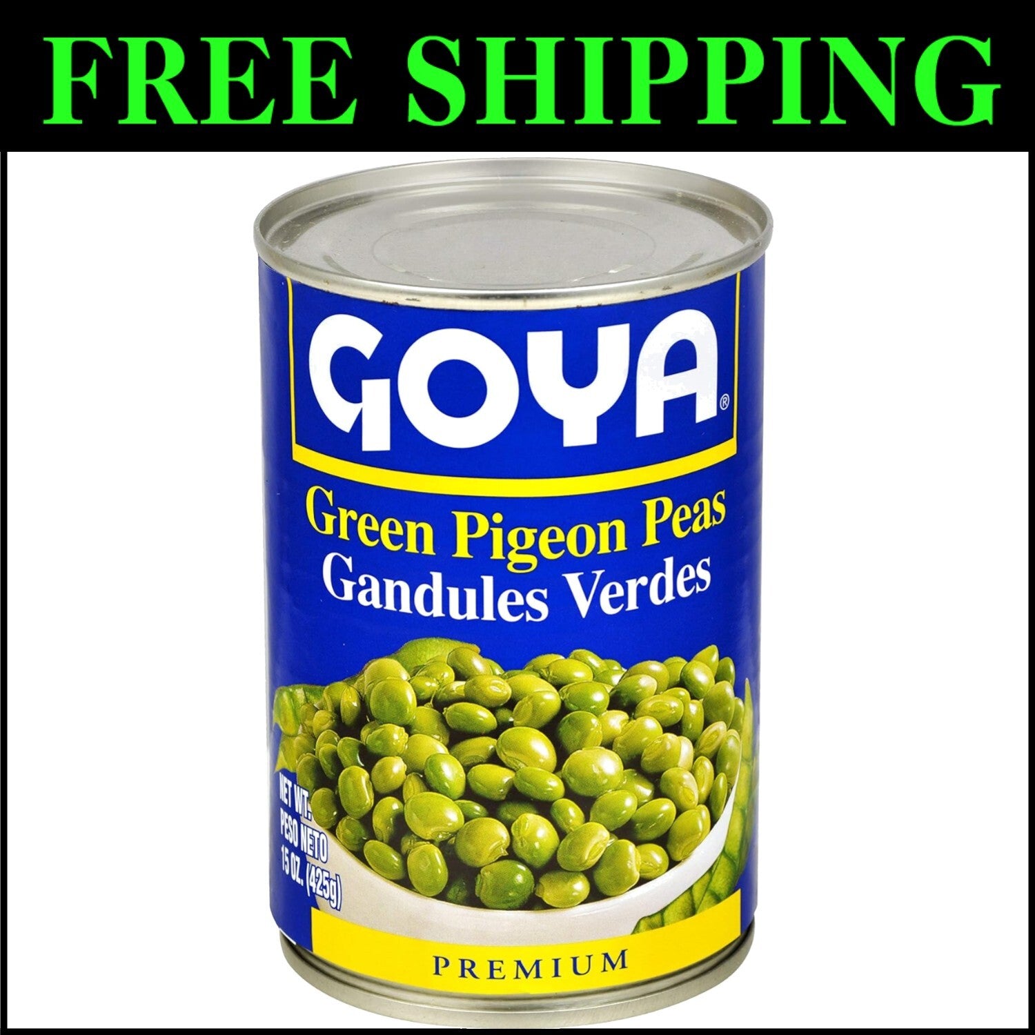 Foods Green Pigeon Peas Gandules, 15 Ounce Pack of 24 - Rich Flavor and Quality