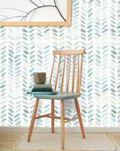 Load image into Gallery viewer, Self-Adhesive Green Herringbone Wallpaper - Easy Peel and Stick for Kids' Rooms