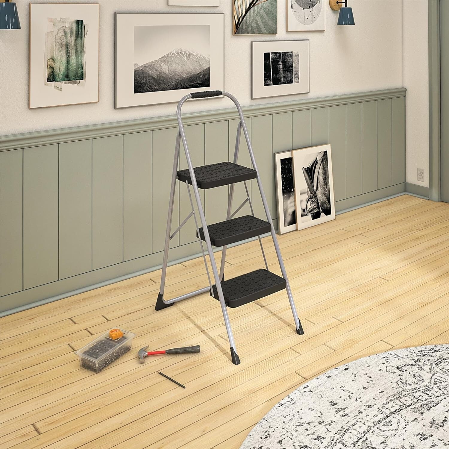 Stable and Lightweight Three-Step Folding Step Stool for Home Improvement Tasks