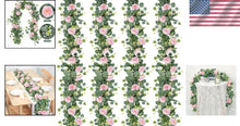 Load image into Gallery viewer, Versatile 2 Pack 13Ft Pink Roses and Eucalyptus Garland for Home &amp; Event Styling